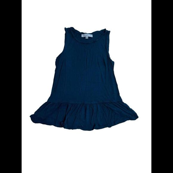 Ann Taylor LOFT Women's Blue Solid Tank Top Shirt w Bottom Ruffle  Size XSmall - Picture 1 of 3